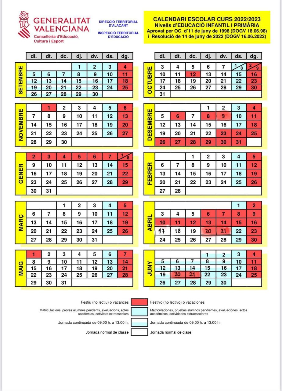 Calendario Escolar Alicante 2023 2024 Packers IMAGESEE